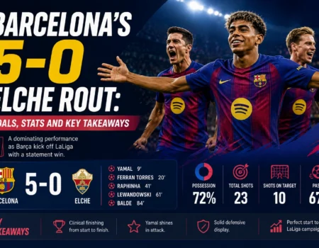 Barcelona’s 5-0 Elche Rout Goals, Stats and Key Takeaways